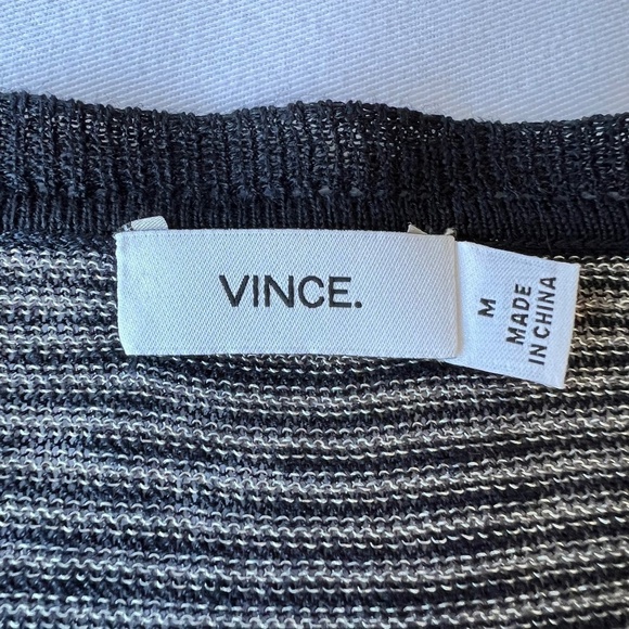 Vince linen blend lightweight long sleeve striped knit sweater - Picture 8 of 10
